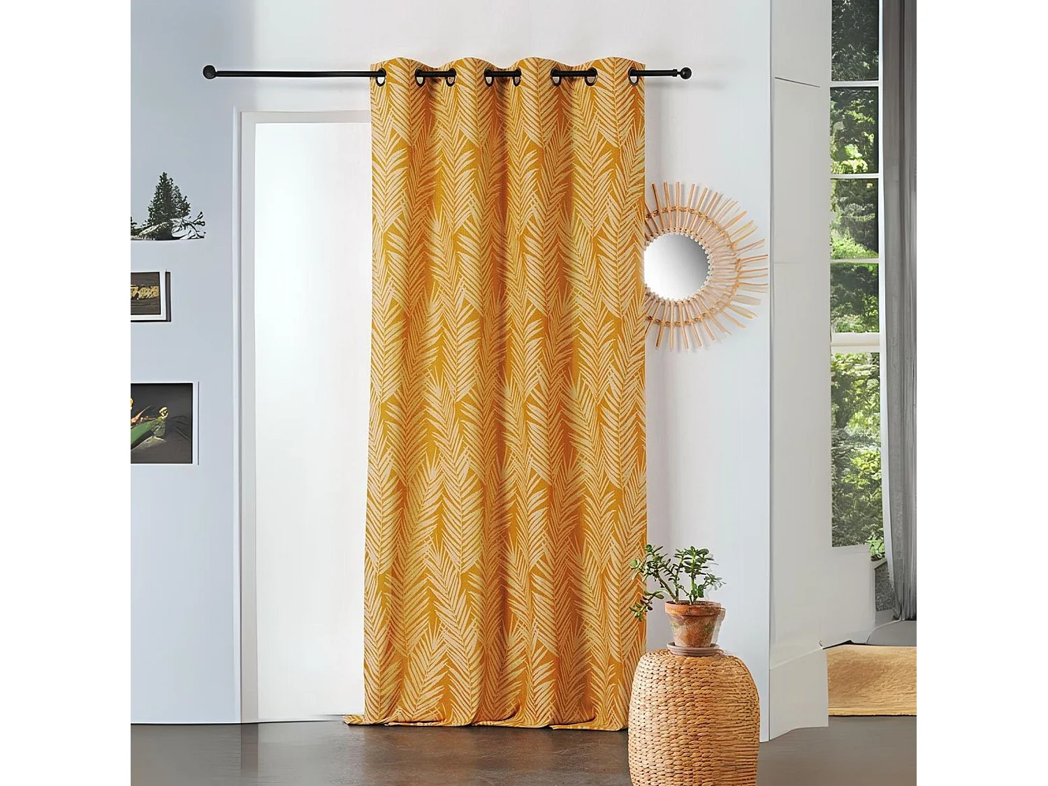 Cortina estampada hoja de palmera 140 x 240 cm