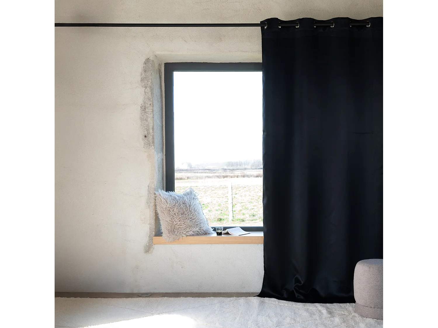 Cortina 100% blackout M1 ignífuga Negro 140 x 180 cm