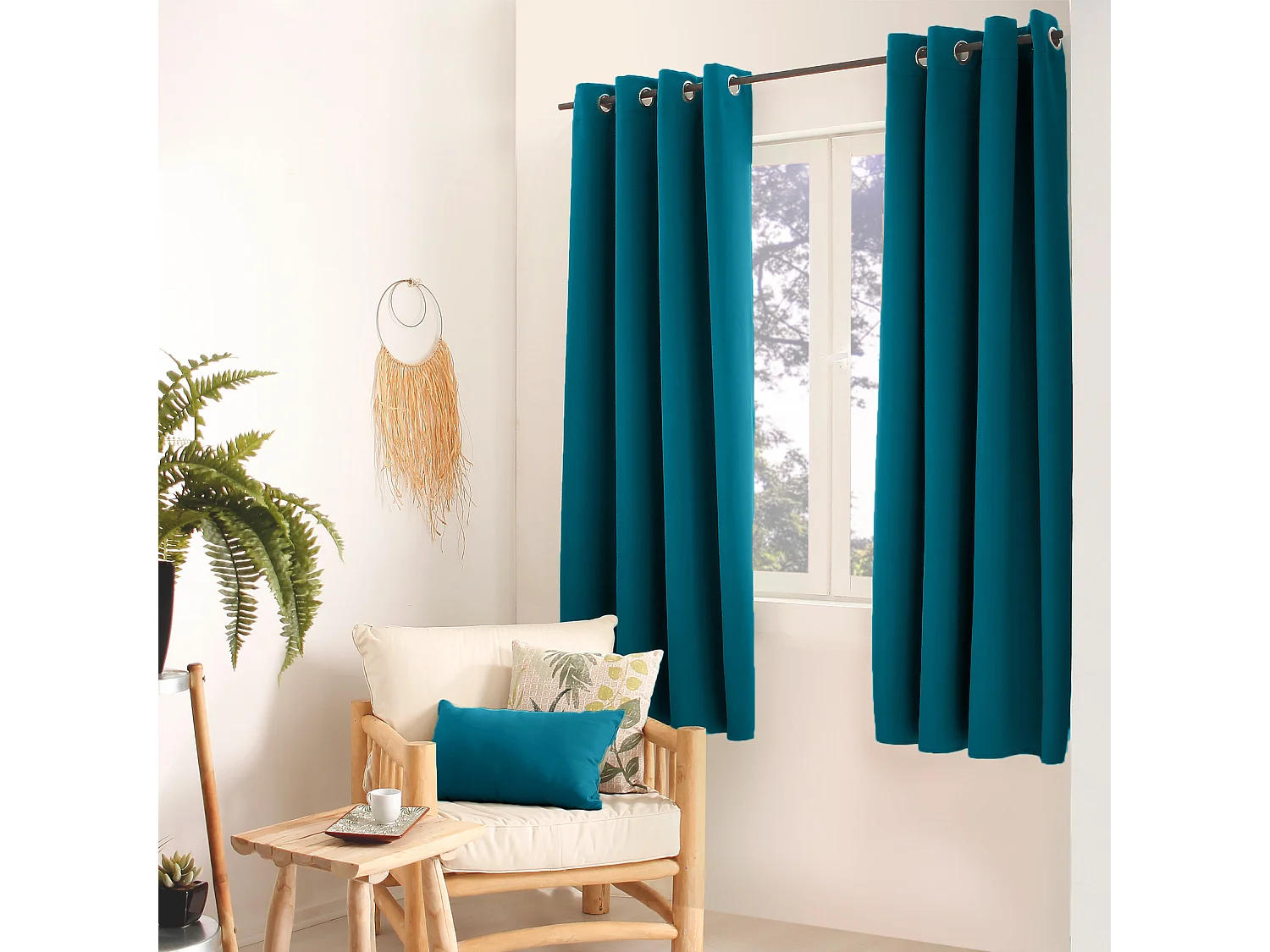 Cortina ocultante unida con 8 ollaos 140 x 180 cm