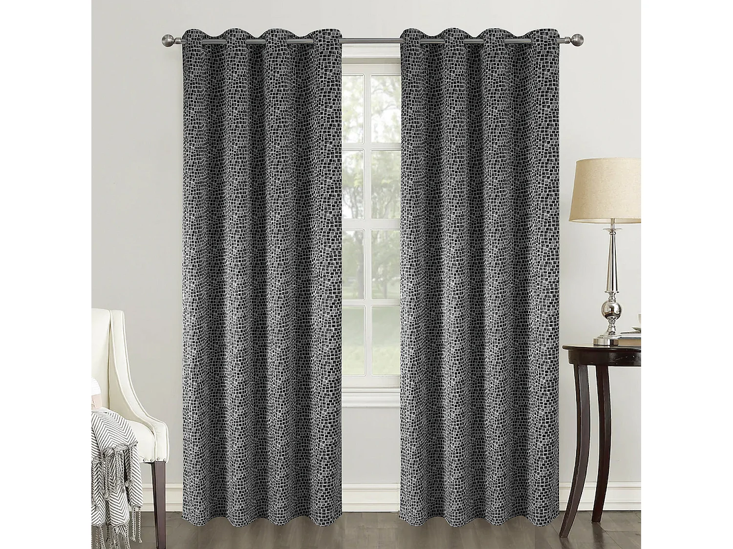 Paire de rideaux obscurcissants au style géométrique