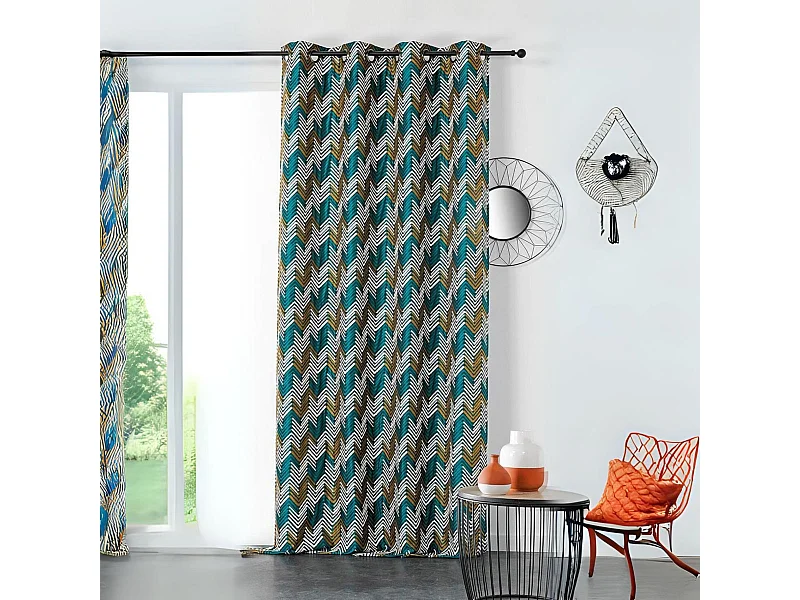 Cortina tamizante con impresiones étnicas 135 x 245 cm