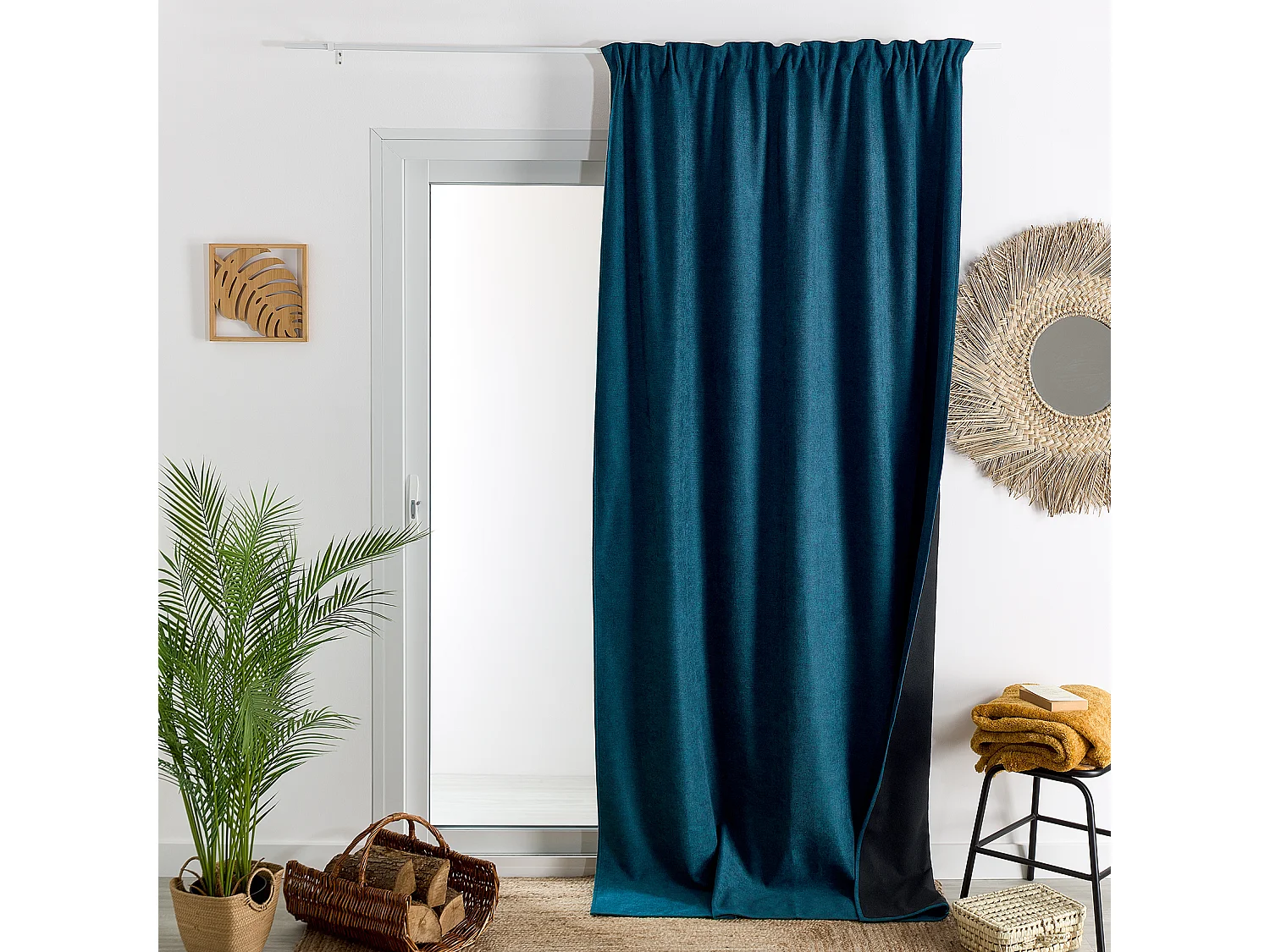 Rideau thermique phonique et semi occultant à galons fronceurs KONFOR