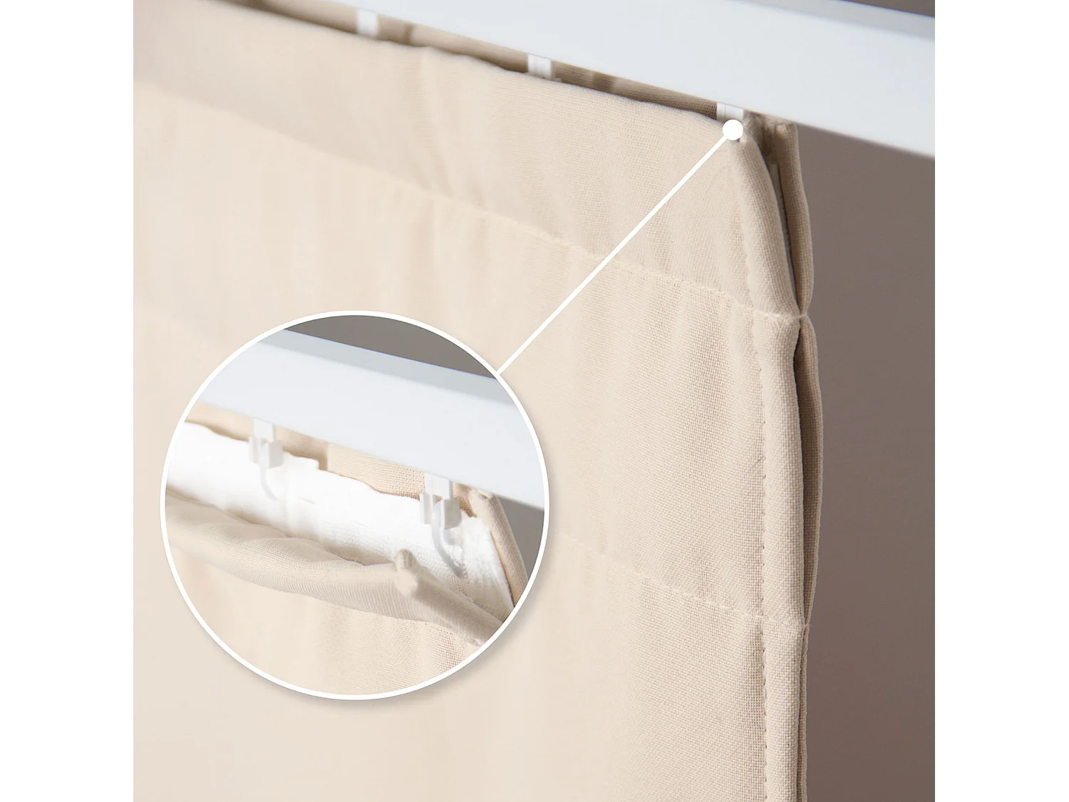 Vorhang als Raumteiler mit Vorhangstange und Kräuselband 145 x 250 cm