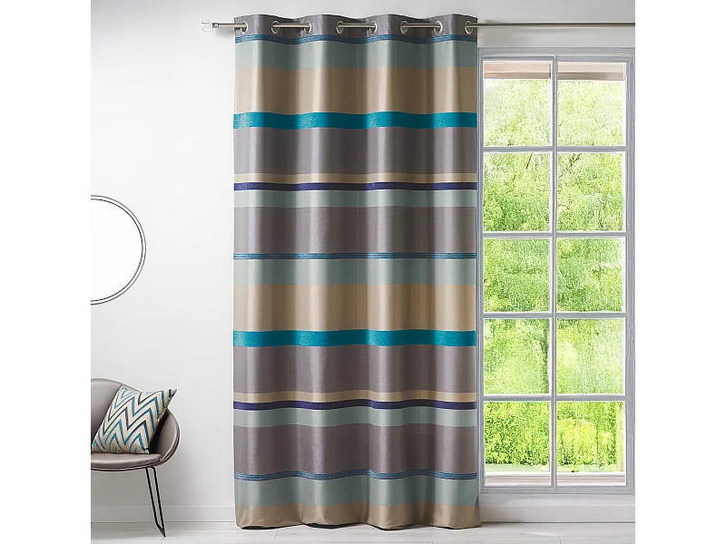 Cortina Bouchara en jacquard rayas horizontales 140 x 260 cm