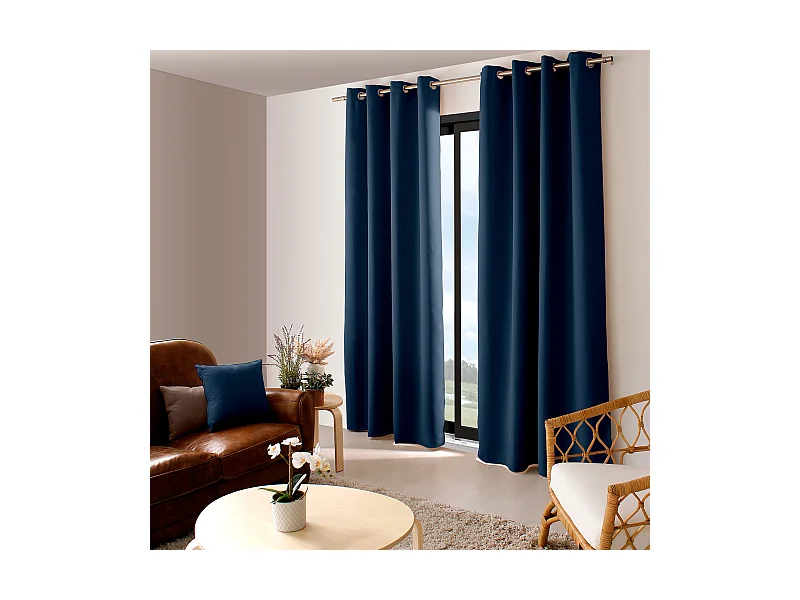 Rideau Occultant à Œillets "Reglisse" 140x240cm Bleu Marine