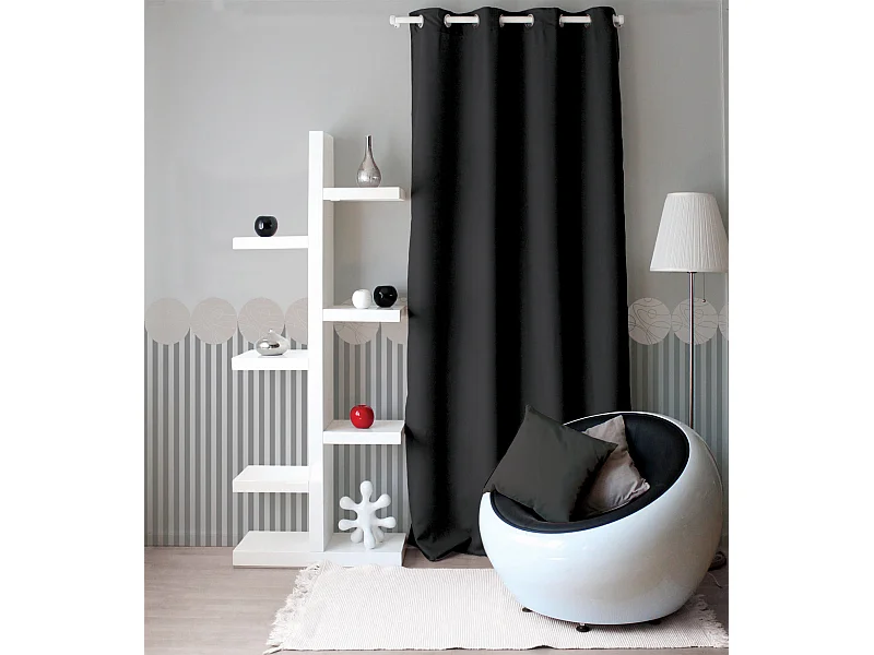 Rideau à Œillets Uni "Basic" 140x240cm Noir