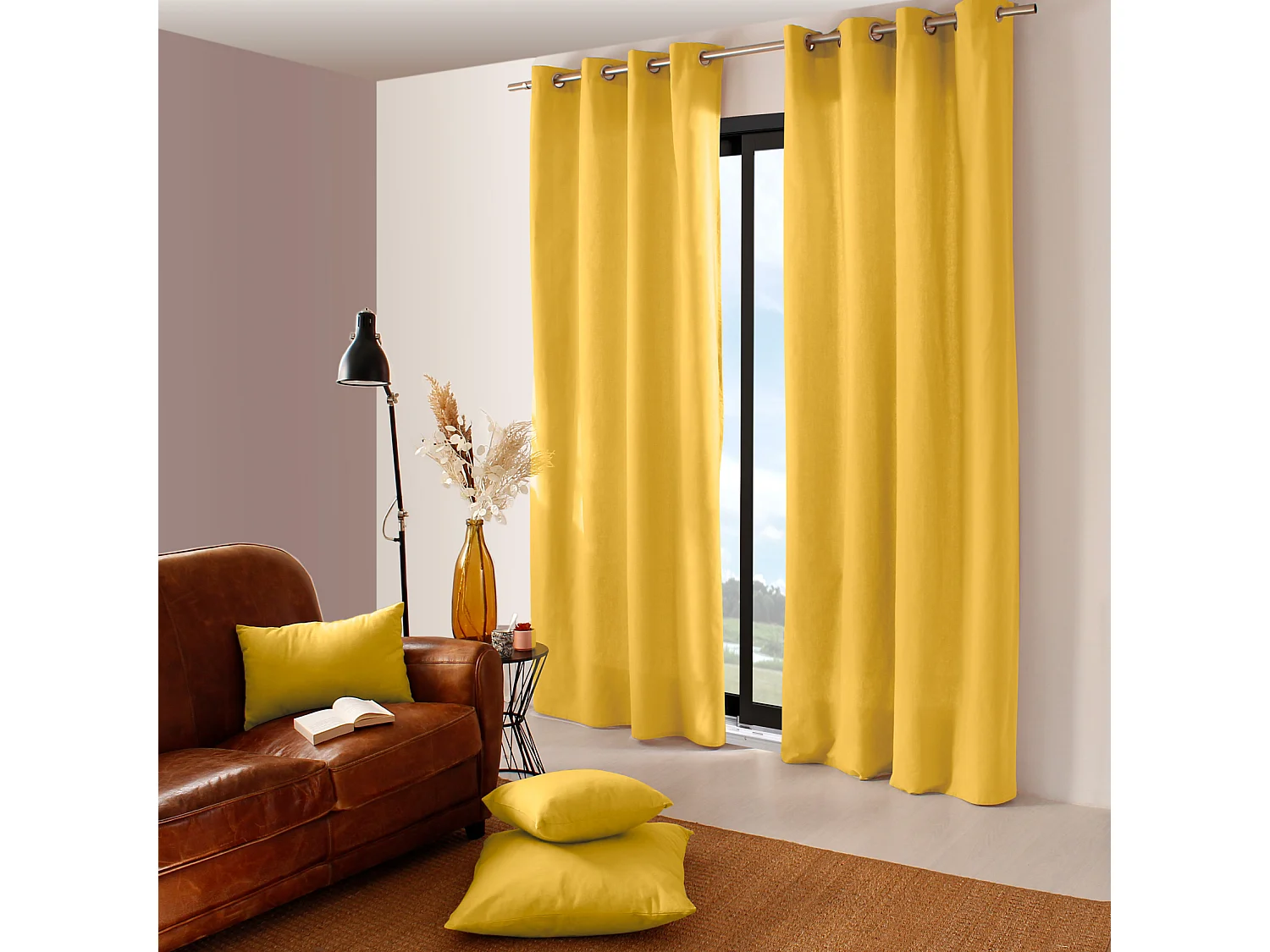 Cortina colorida de algodón puro 8 ollaos