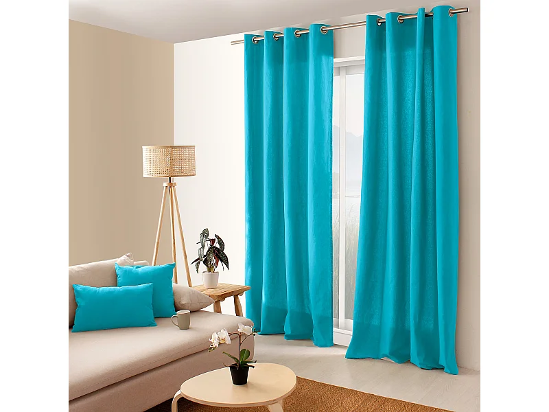 Farbenfroher Vorhang aus reiner Baumwolle 8 Ösen