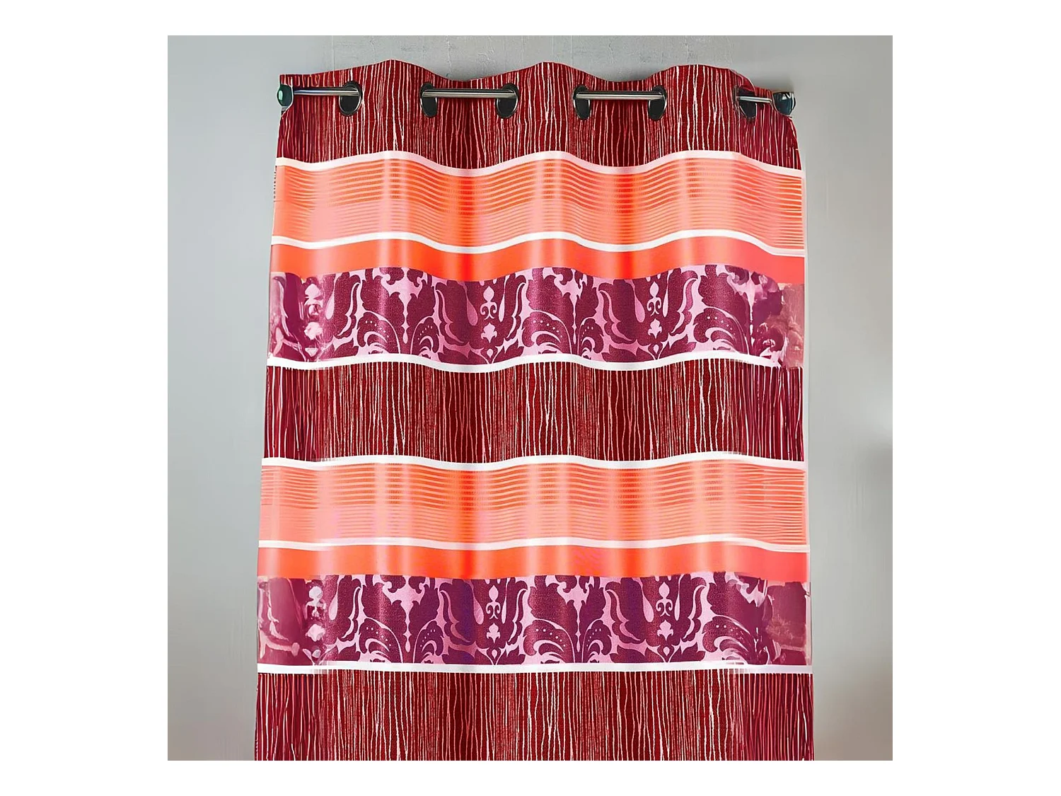 Rideau en jacquard à rayures horizontales colorées