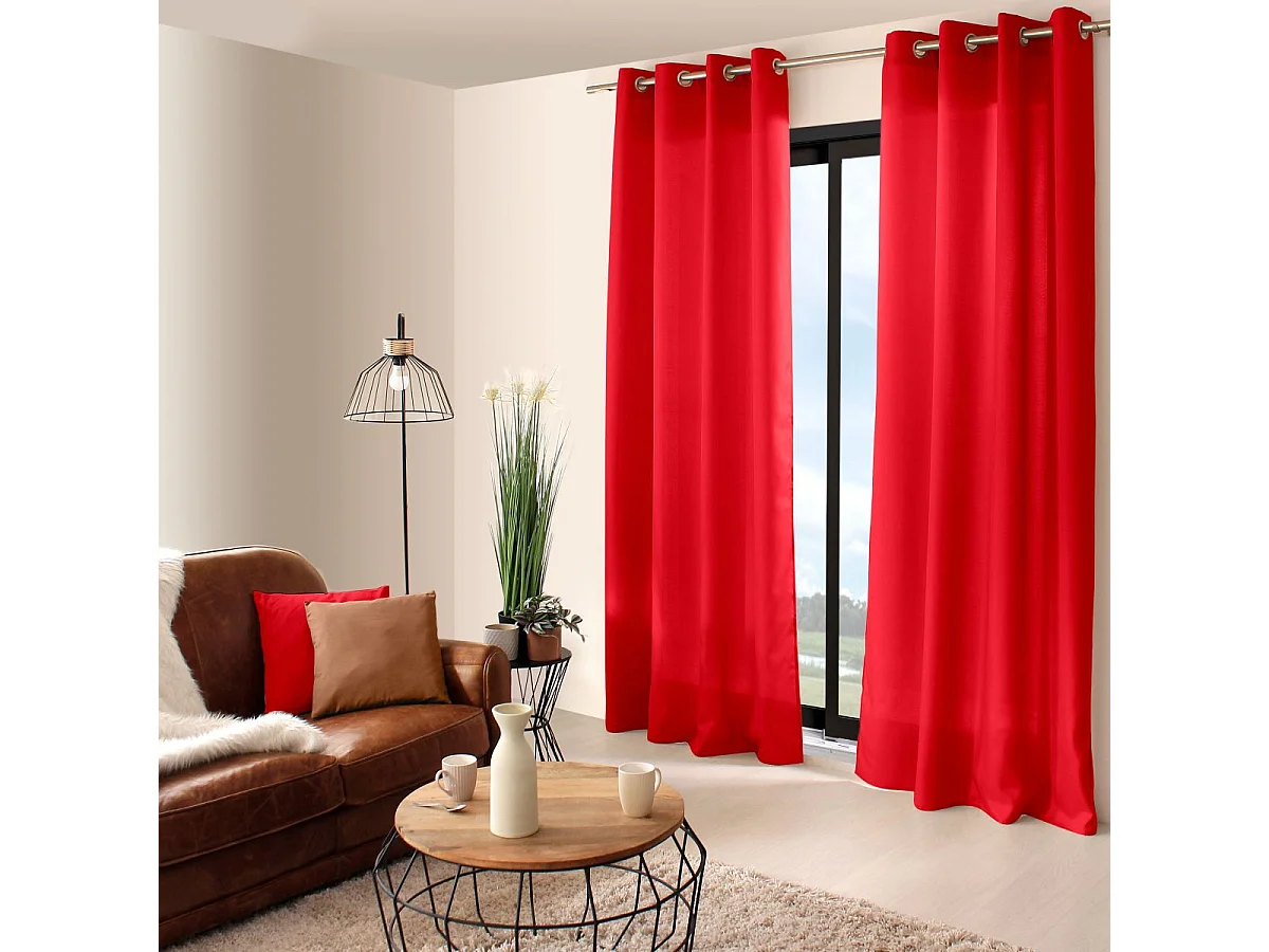 Rideau à Œillets Uni "Basic" 140x240cm Rouge