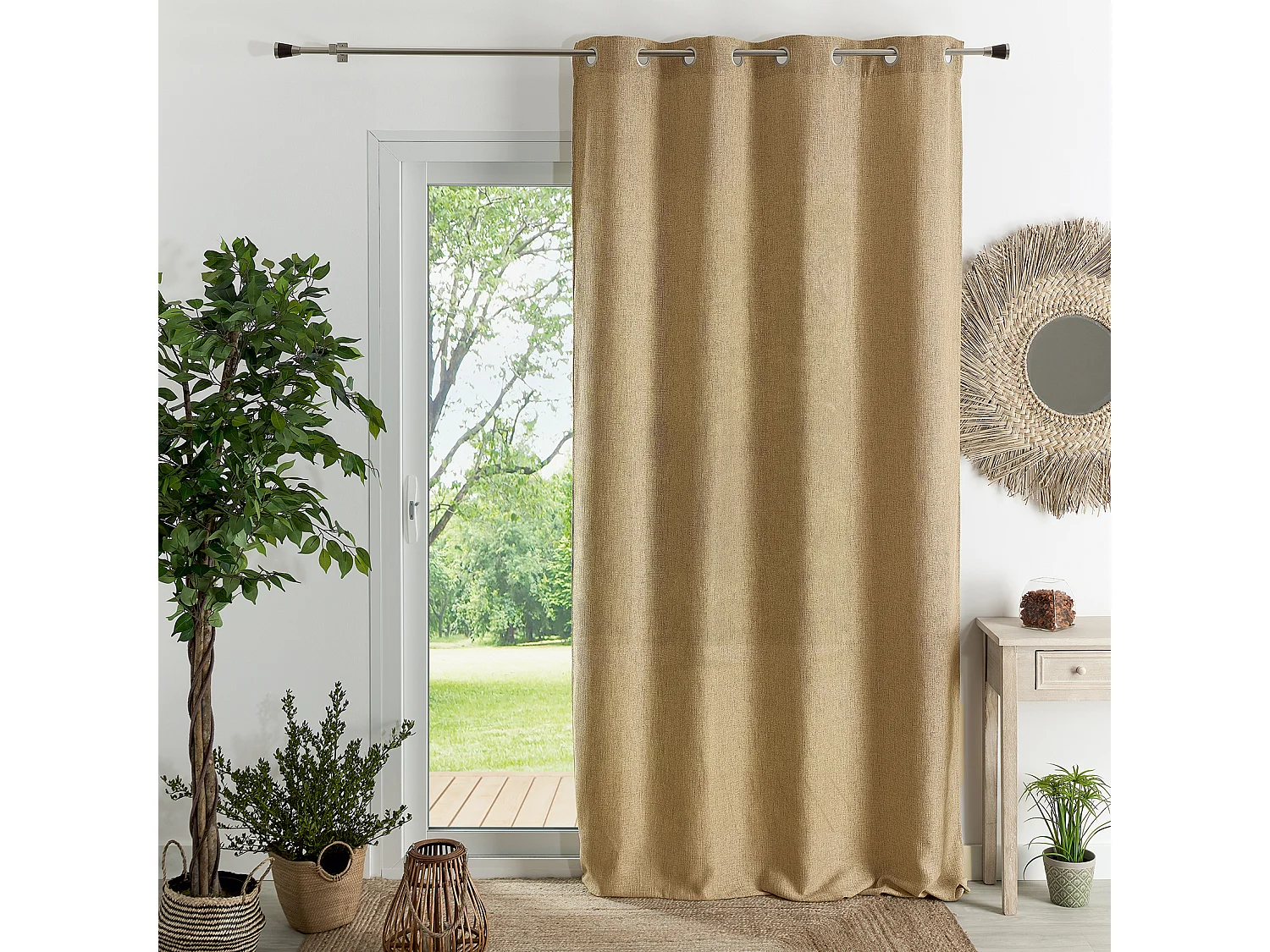 Cortina de decoración lisa y tramada 140 x 260 cm