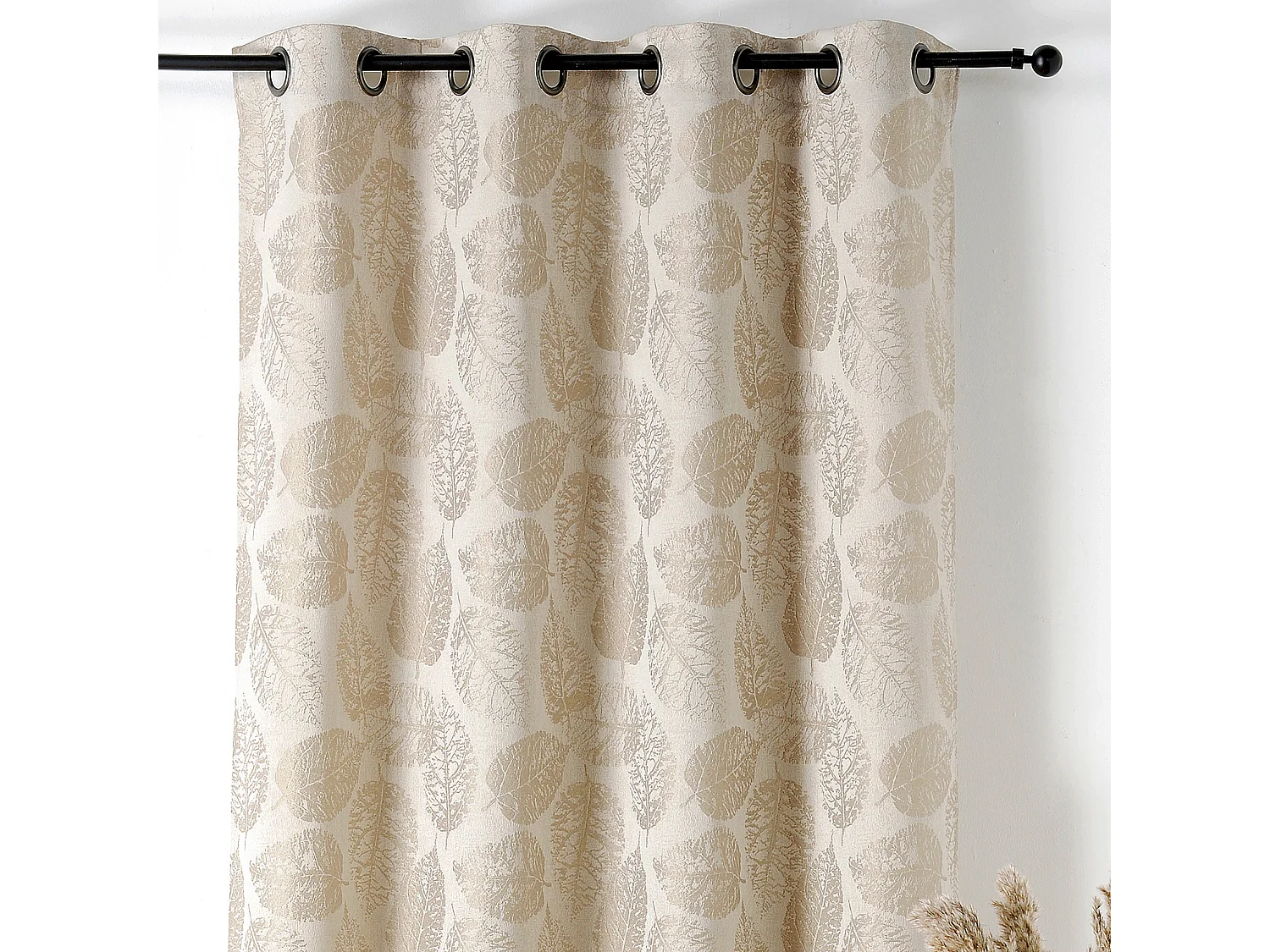 Gardine mit Ösen im Blattmuster mit Relief 140 x 260 cm