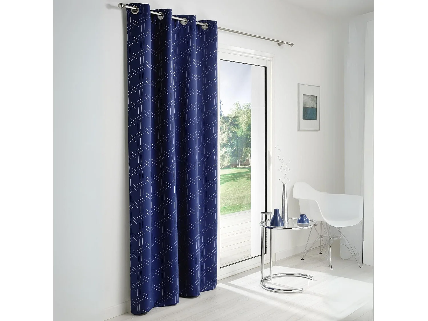 Rideau obscurcissant à motifs argentés