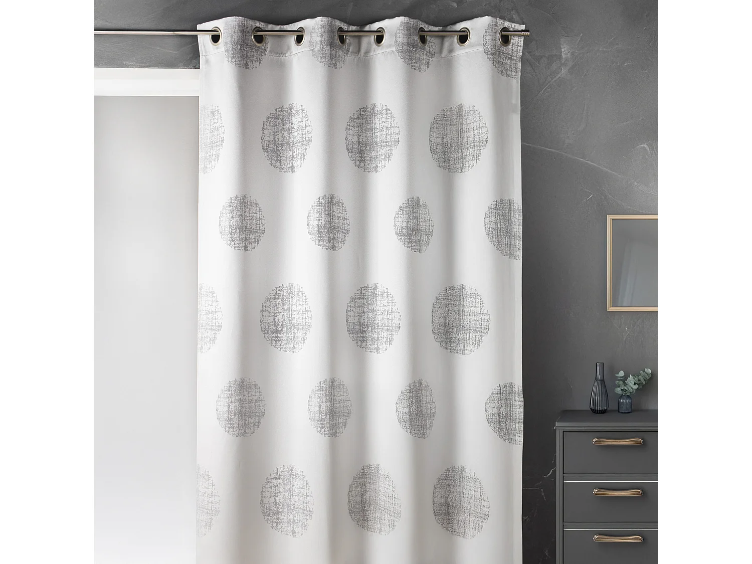 Rideau jacquard imprimé rond chiné