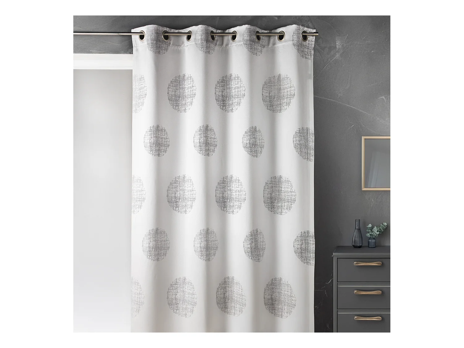 Rideau jacquard imprimé rond chiné
