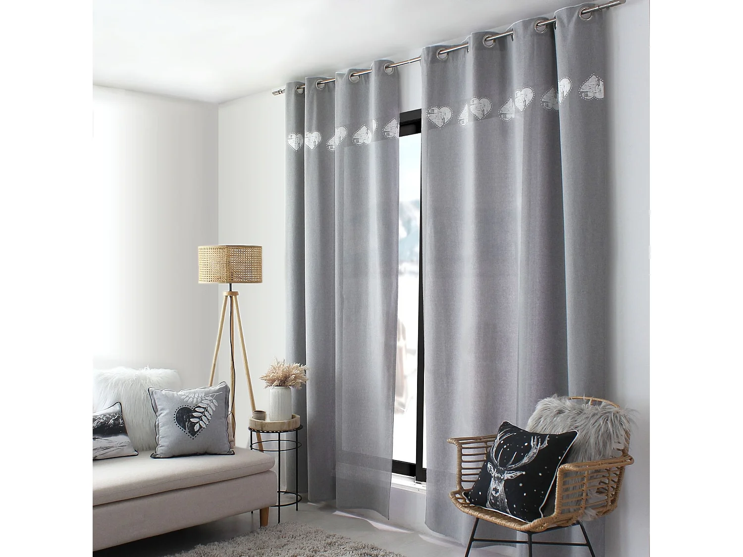 Rideau à Œillets "Épicéa" 140x240cm Gris Clair