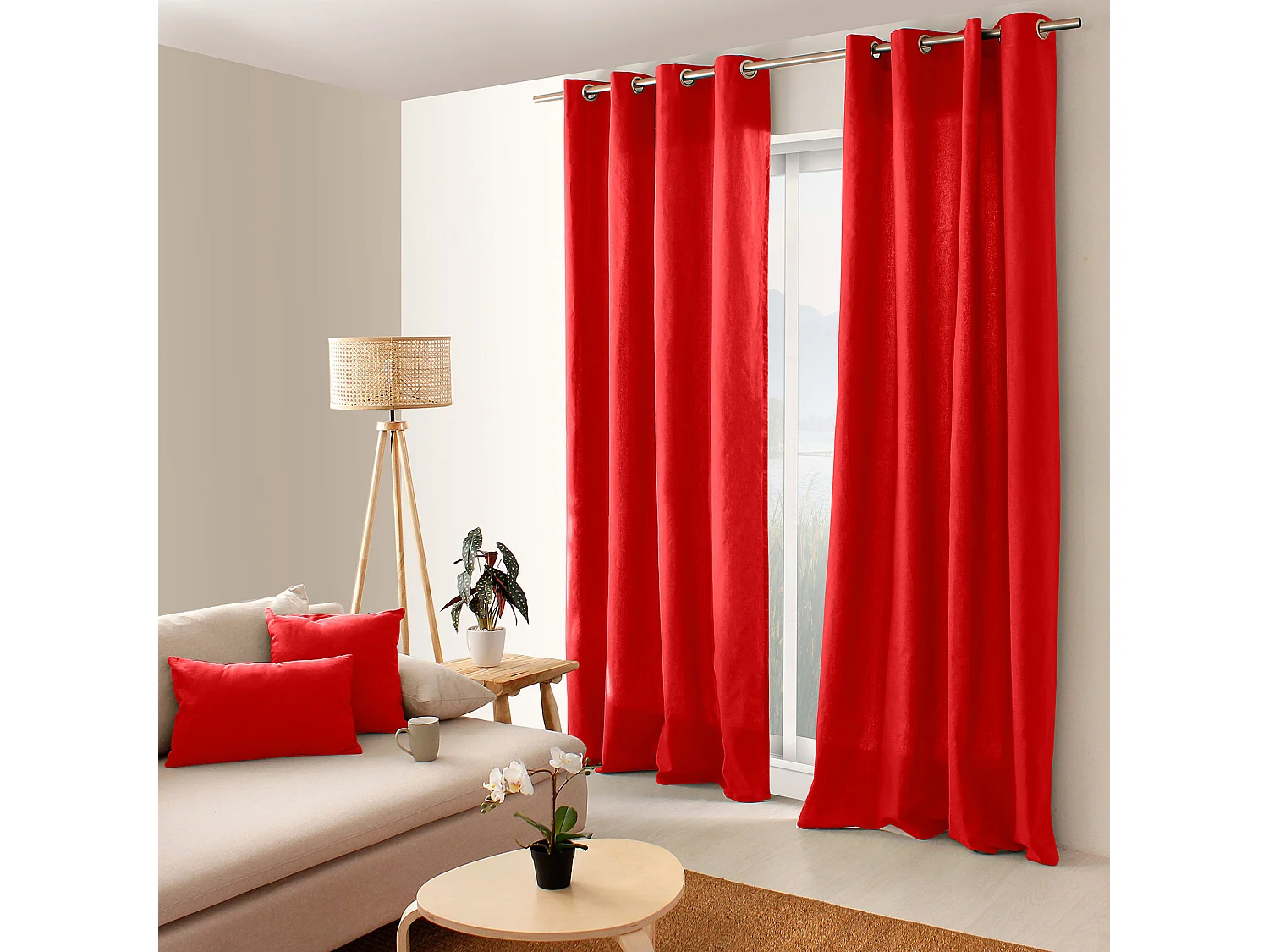 Cortina colorida de algodón puro 8 ollaos