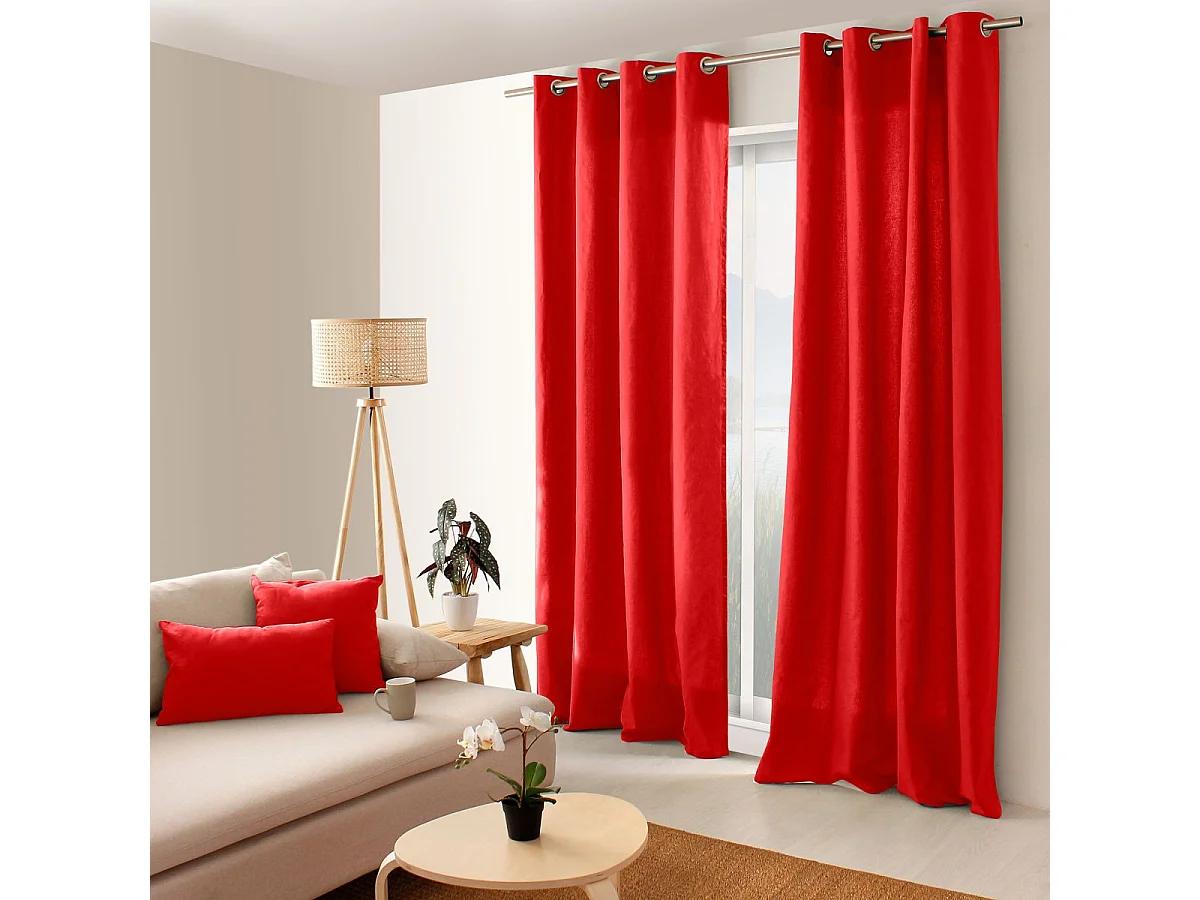 Farbenfroher Vorhang aus reiner Baumwolle 8 Ösen