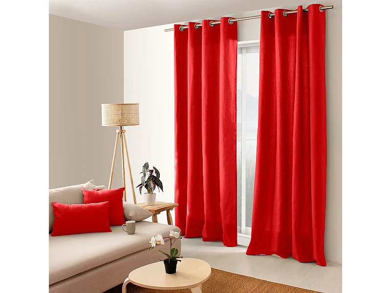 Rideau Uni à Œillets "Panama" 135x240cm Rouge