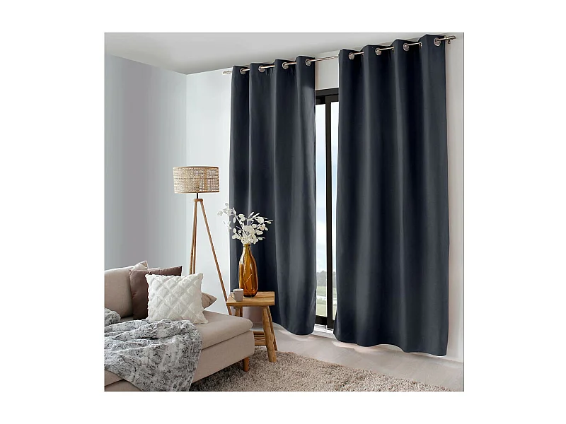 Rideau Thermique Occultant  "Nordica" 135x240cm Gris Foncé
