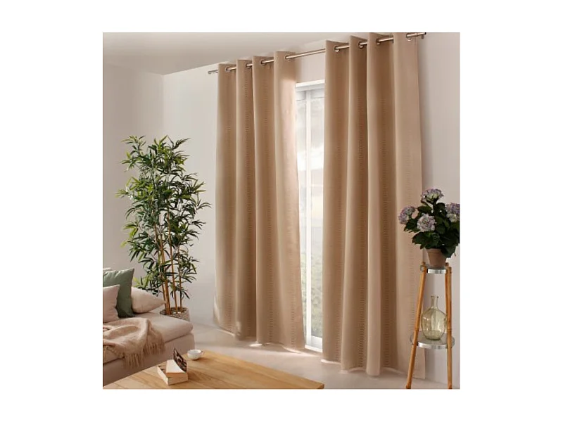 Rideau Occultant à Œillets "Crocodile" 140x240cm Naturel