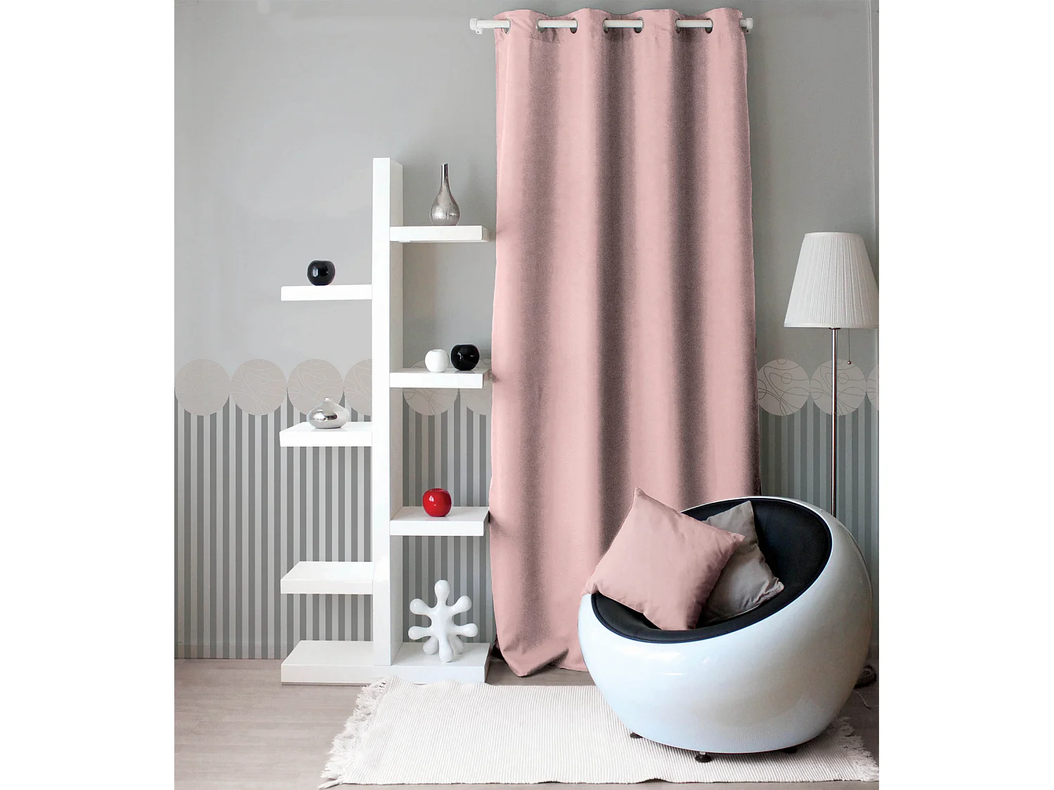 Rideau à Œillets Uni "Basic" 140x240cm Vieux Rose