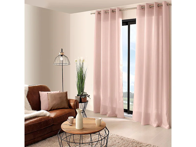 Rideau à Œillets Uni "Basic" 140x240cm Vieux Rose