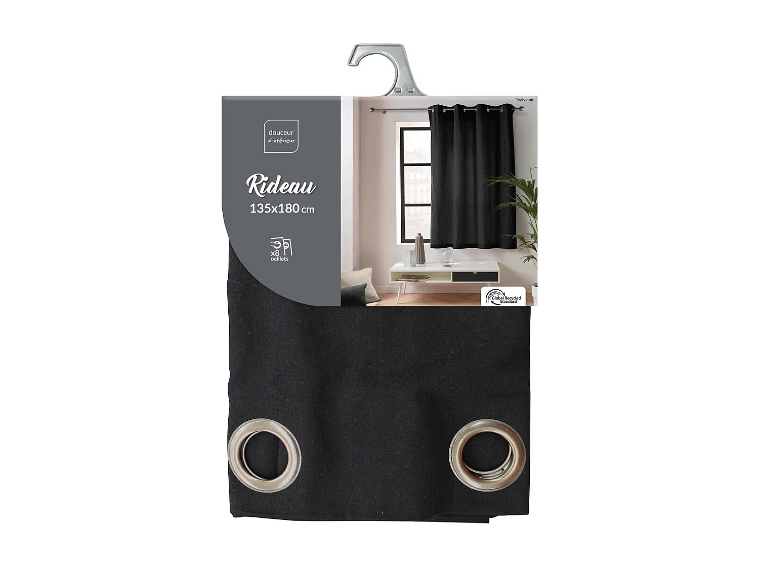 Rideau à Œillets "Twily" 135x180cm Noir