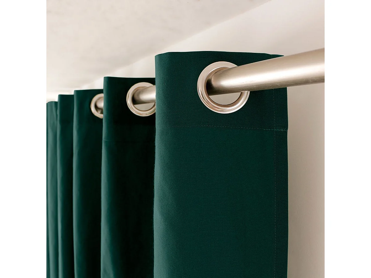 Rideau Uni à Œillets "Panama" 135x240cm Vert Foncé
