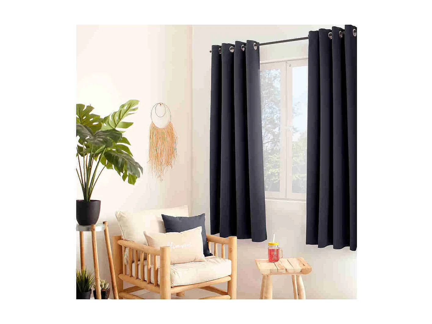 Rideau Thermique Occultant "Glacier" 135x180cm Gris Foncé