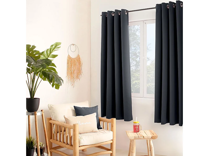 Rideau Thermique Occultant "Glacier" 135x180cm Gris Foncé