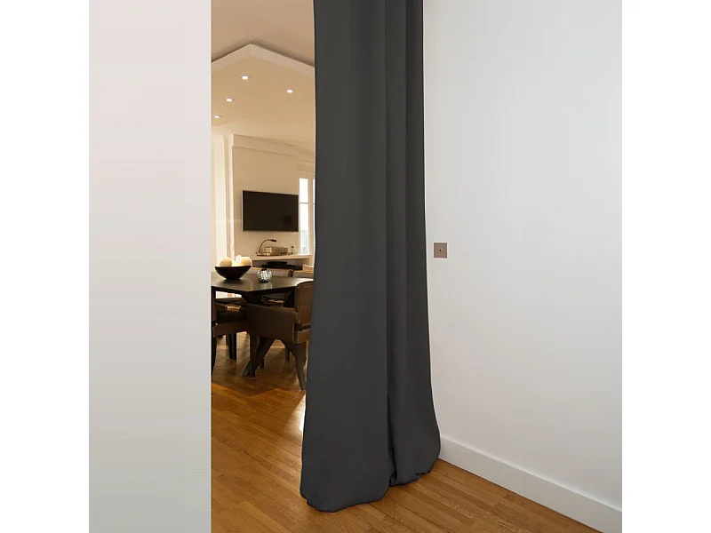 Cortina separadora de ambientes con paso de varilla y trenzado fruncido 145 x 250 cm