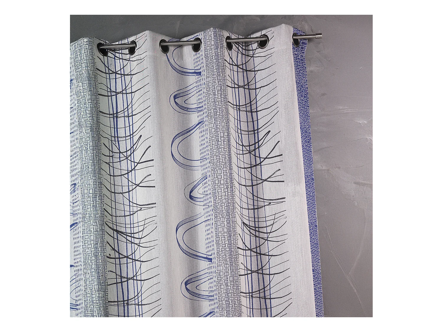 Rideau en jacquard à rayures verticales aux imprimés graphiques