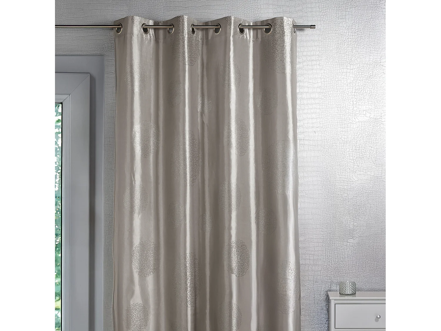 Cortina de mobiliario de tafetán estampada plata 140 x 260 cm