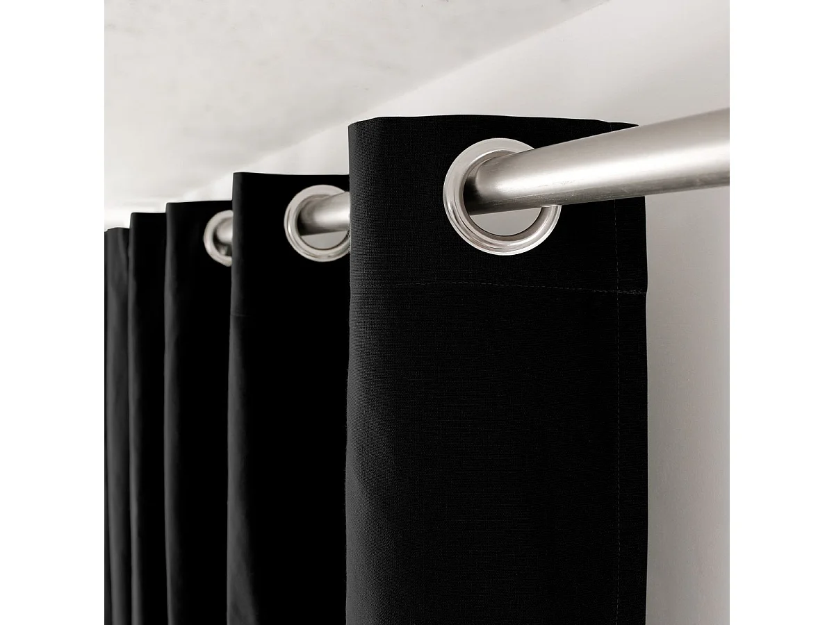 Rideau Uni à Œillets "Panama" 135x240cm Noir