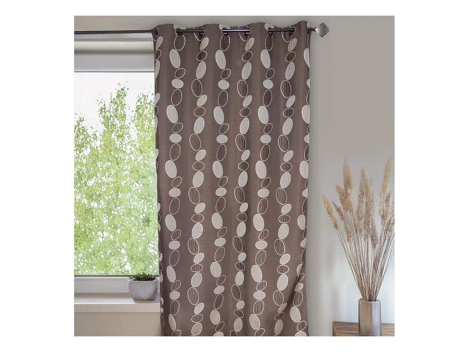 Rideau Ameublement en Jacquard Galets Chocolat
