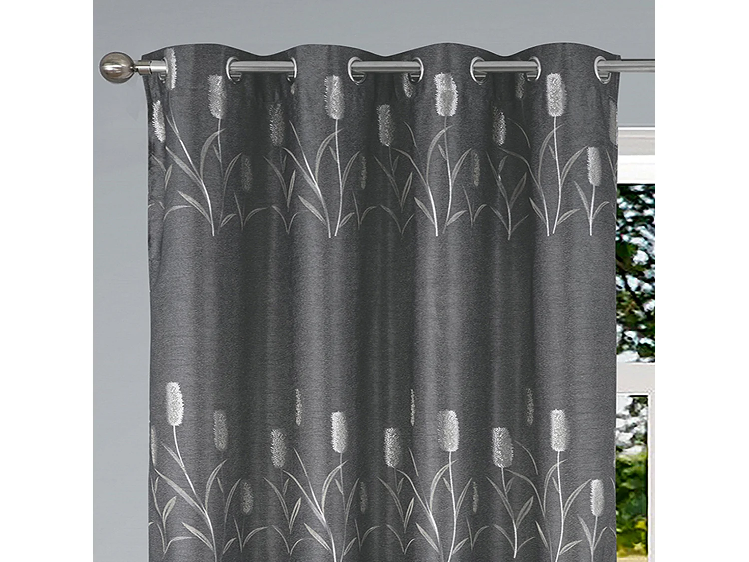 Paar Verdunkelungsvorhänge mit Glänzenden Blumenmustern 140 x 260 cm