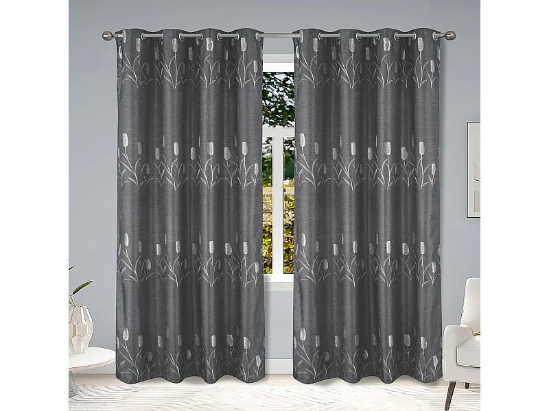 Paar Verdunkelungsvorhänge mit Glänzenden Blumenmustern 140 x 260 cm