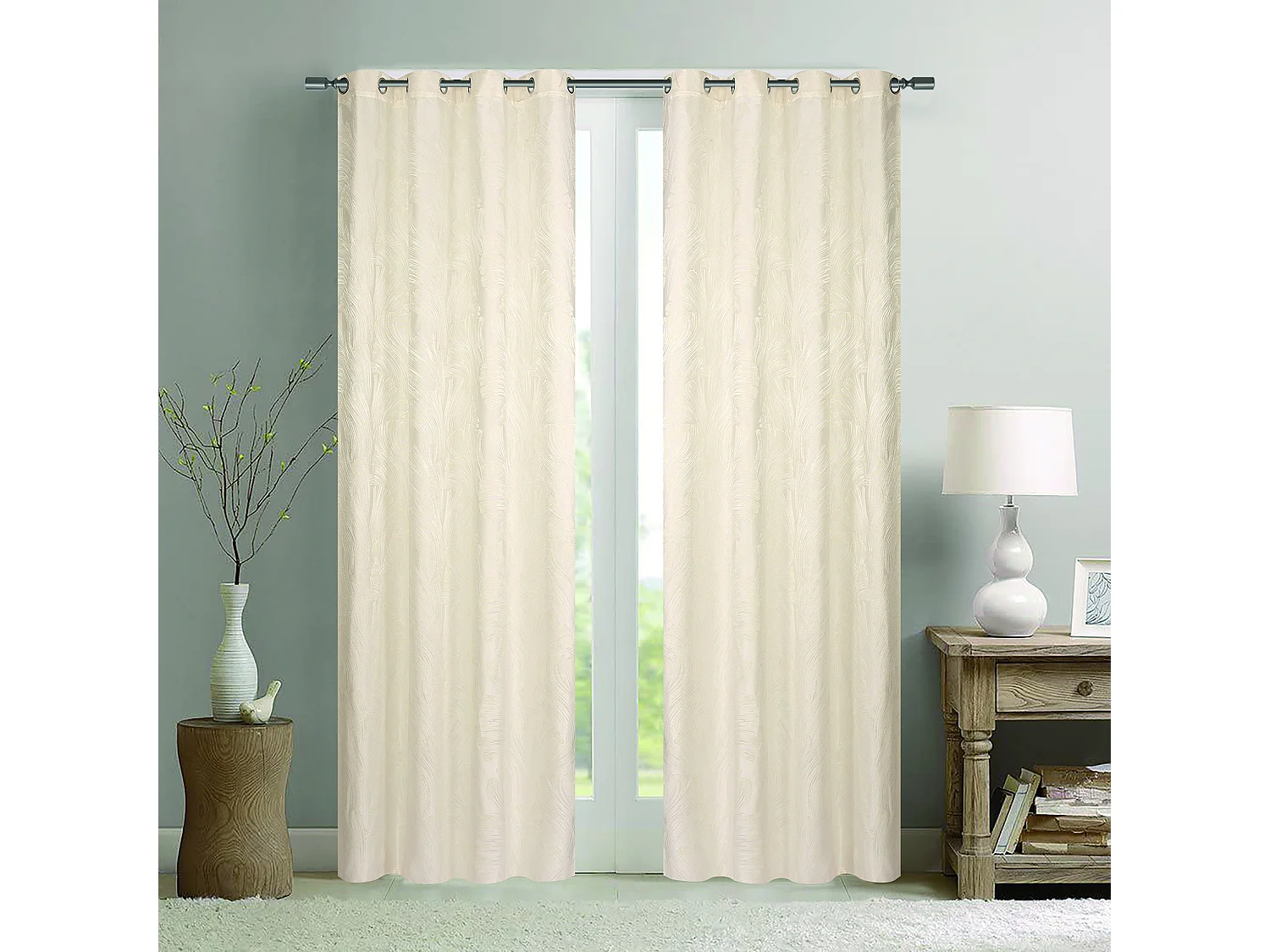 Par de cortinas jacquard tejido con relieve abstracto 140 x 260 cm