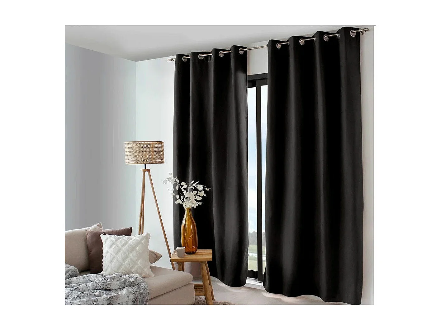 Rideau Thermique Occultant "Nordica" 135x240cm Noir