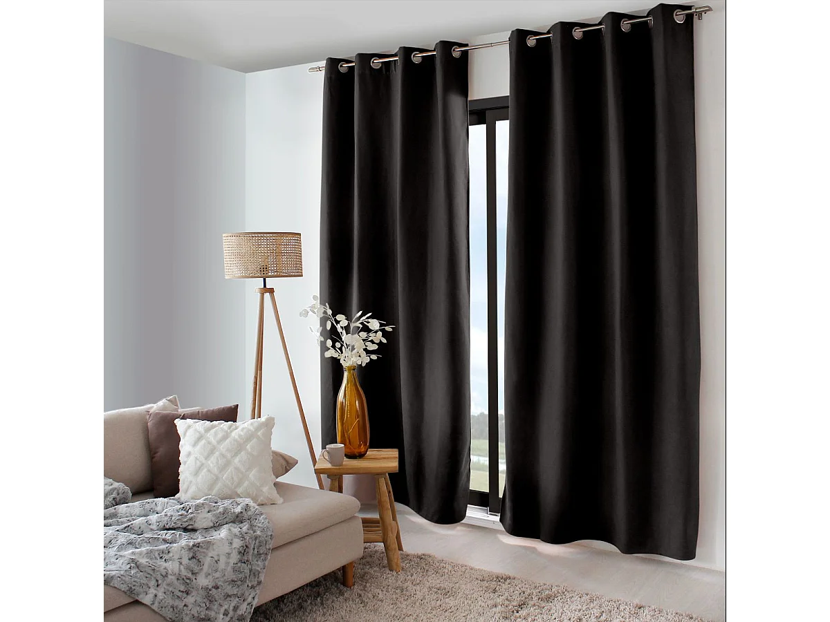 Rideau Thermique Occultant "Nordica" 135x240cm Noir