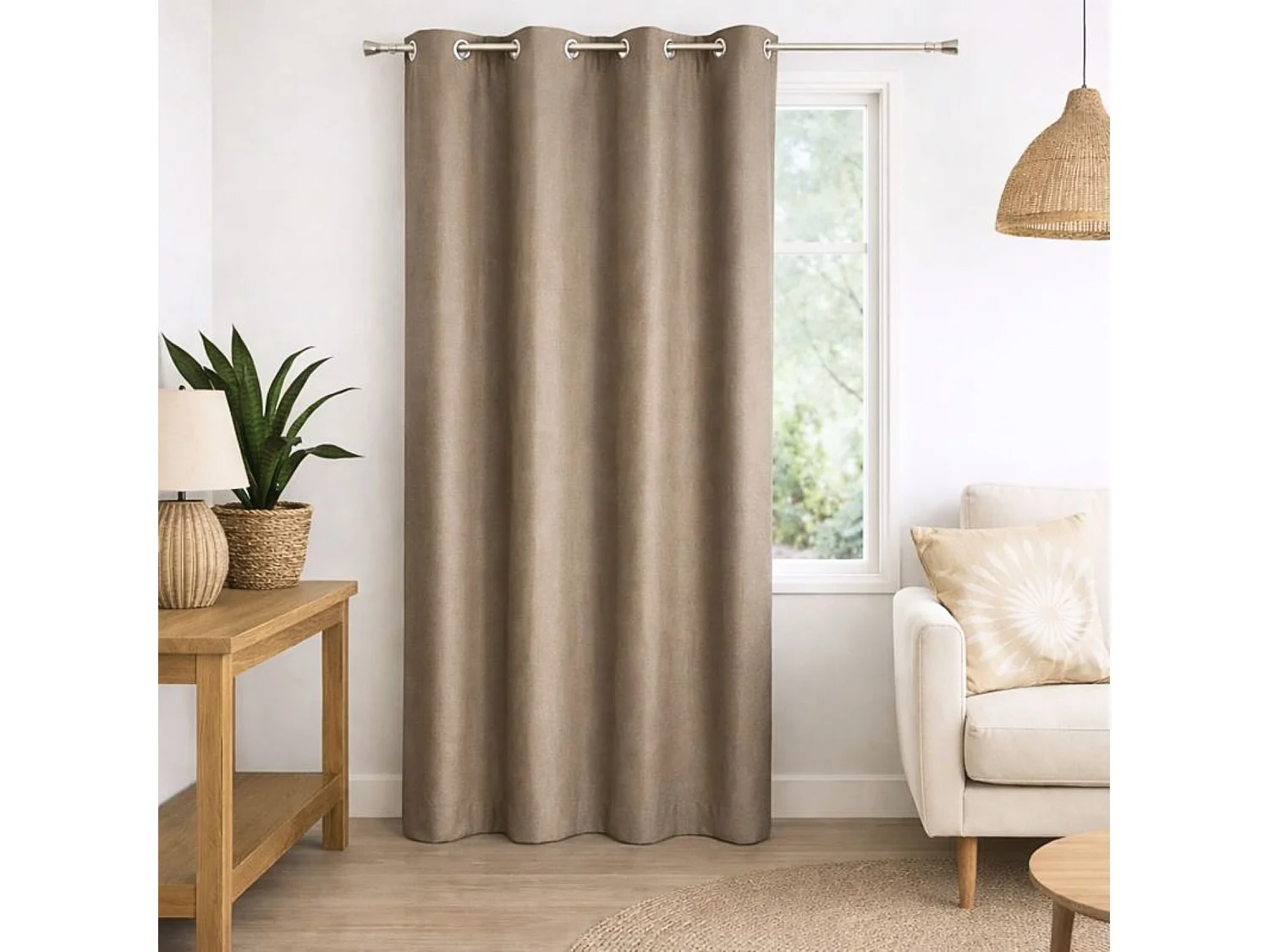 100% lichtdichte Unifarben Vorhang mit melierten Effekt 140 x 180 cm