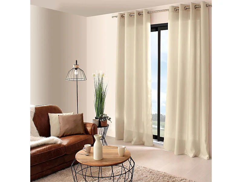 Rideau à Œillets Uni "Basic" 140x240cm Écru