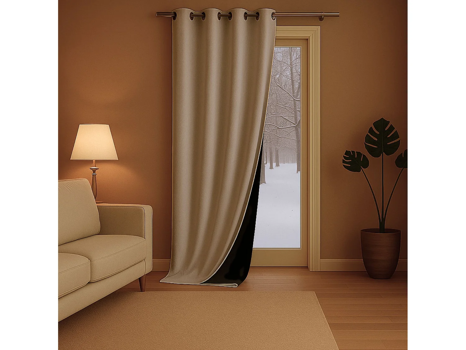 Cortina antifrío doble forrada de polar