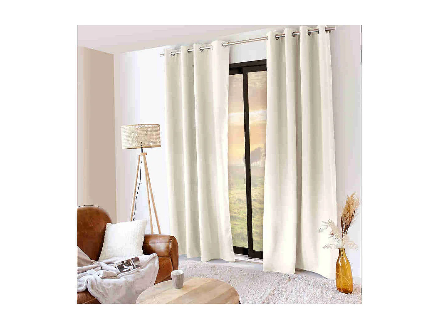 Rideau Thermique Occultant "Glacier" 135x240cm Écru