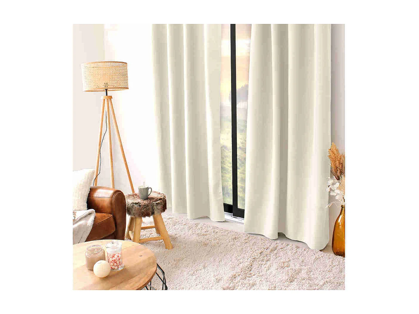 Rideau Thermique Occultant "Glacier" 135x240cm Écru