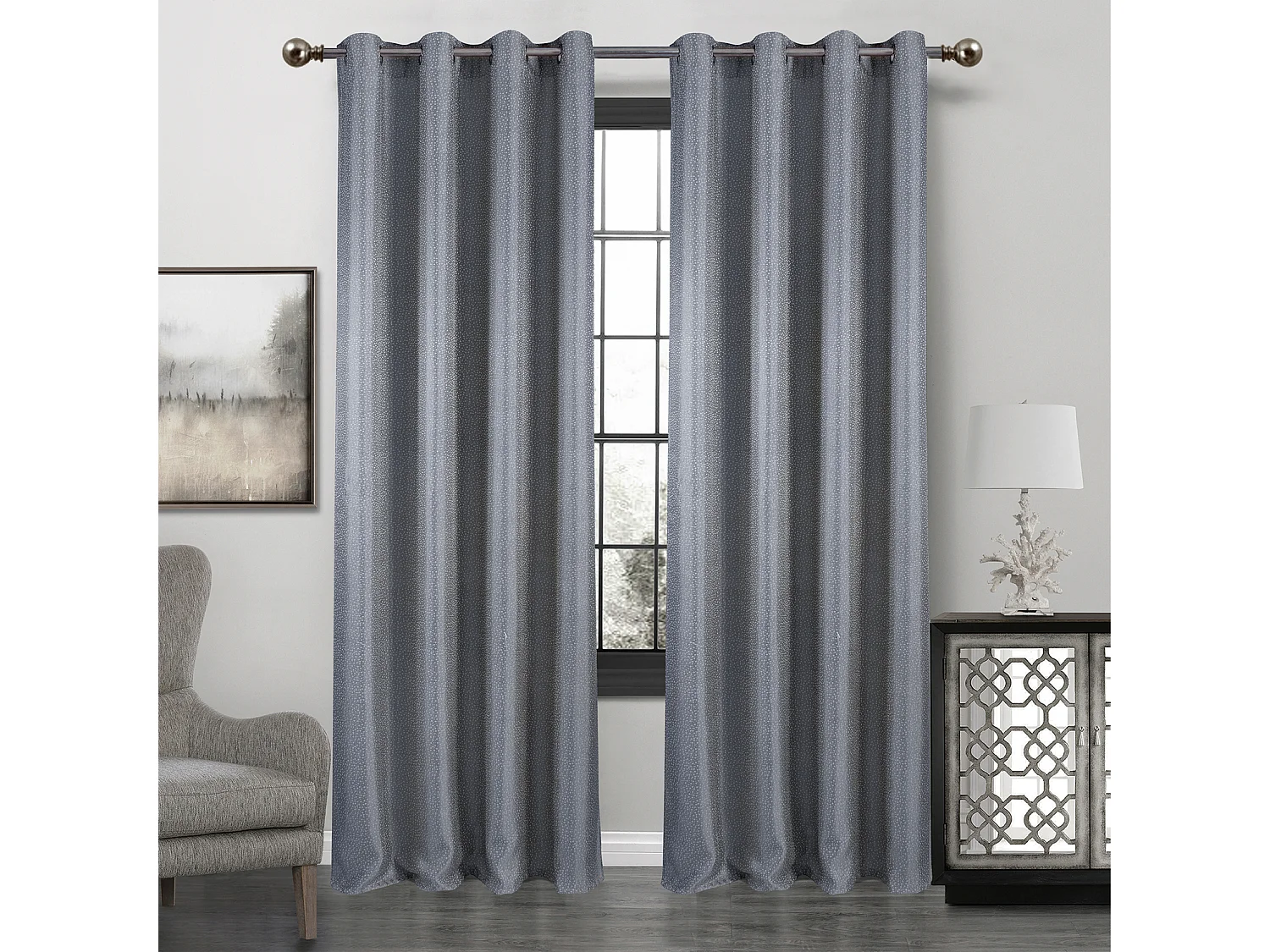 Paire de rideaux obscurcissant à point blanc