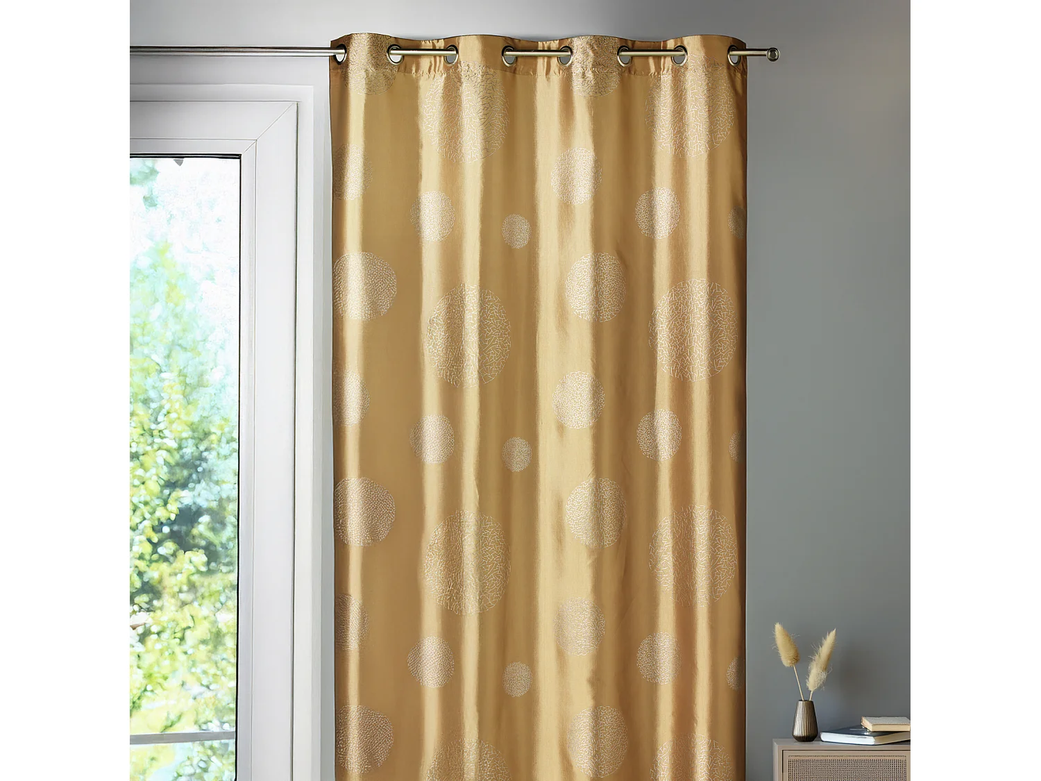 Cortina de mobiliario de tafetán estampada plata 140 x 260 cm