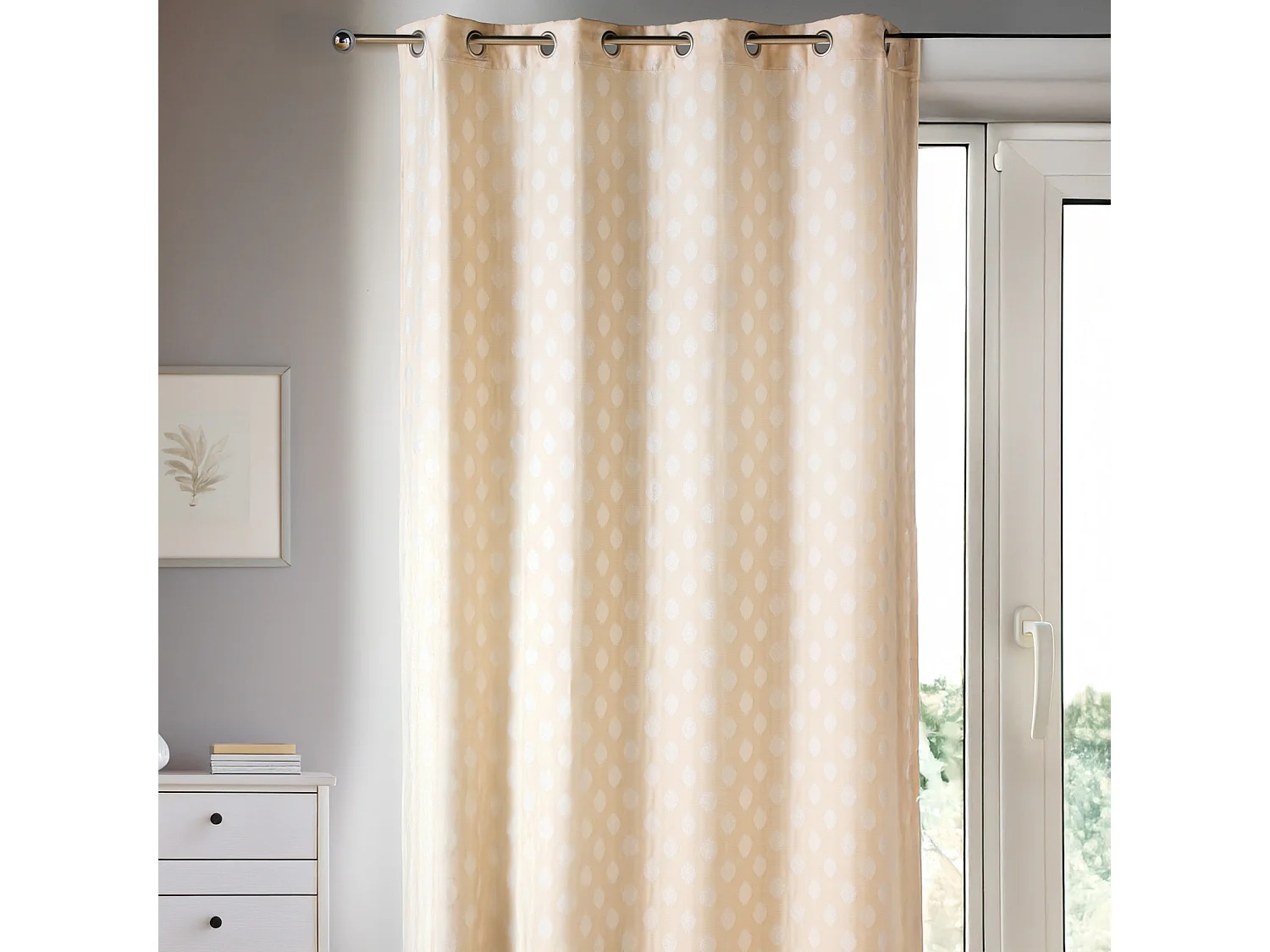 Cortina jacquard motivos redondos 140 x 260 cm