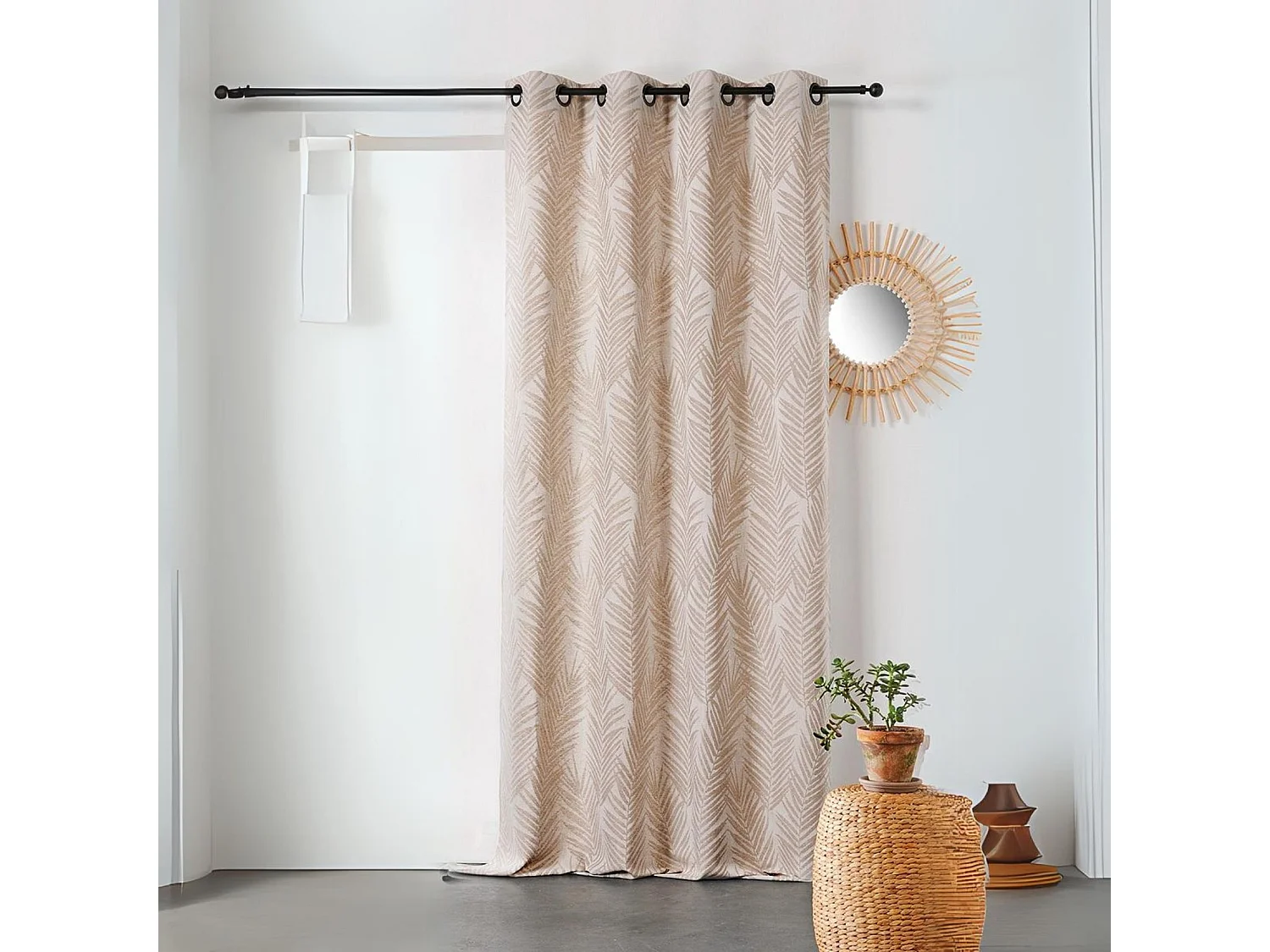 Cortina estampada hoja de palmera 140 x 240 cm